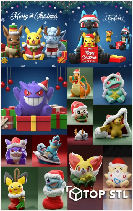 Pokemon Christmas Pack STL – Pokemon Christmas Pack 3D printed STL pack